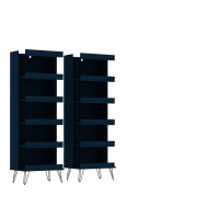 Manhattan Comfort 140GMC4 Rockefeller 2-Piece Shoe Storage Rack with 12 Shelves in Tatiana Midnight Blue